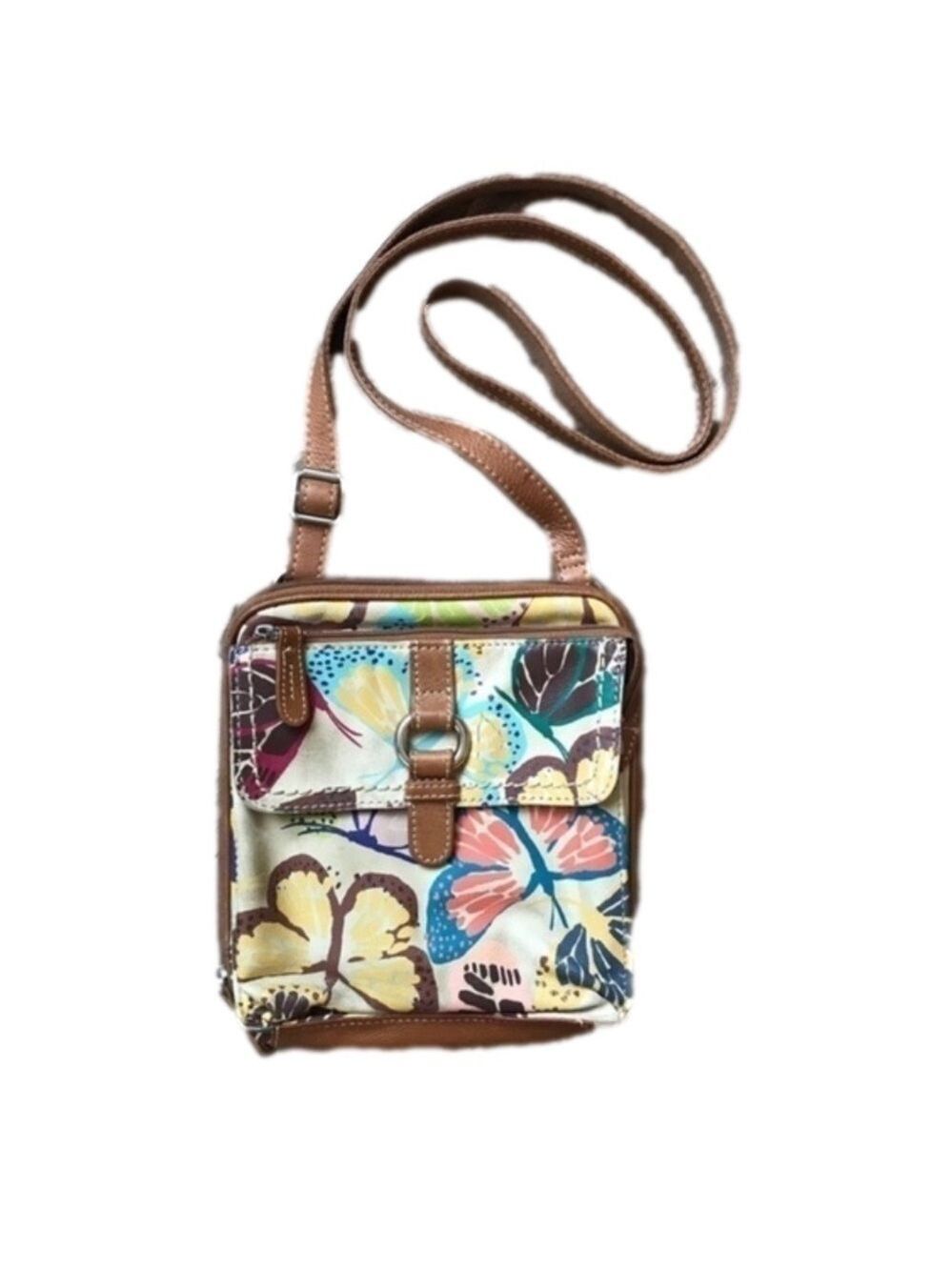 FOSSIL adjustable multi pocket iPad crossbody purse bag